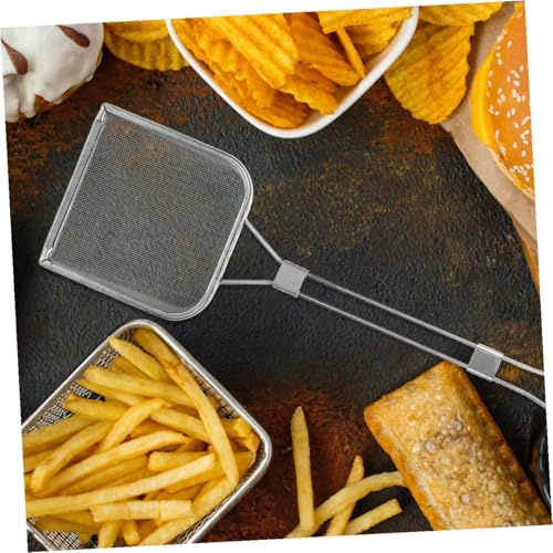 Gadpiparty 2 piezas Espumadera Cuadrada de Malla Fina Reforzada de Acero Inoxidable Mango con Orificio para Colgar para Freidoras y Frituras de Capacidad Grande para Filtrar Aceite y