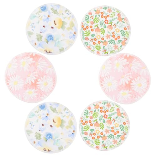 Mikinona Coppette Assorbilatte Design Delicato 6 Pezzi Lavabili Stili multipli e Confortevoli in Fibra di Bambù Traspiranti per Allattamento in Maternità