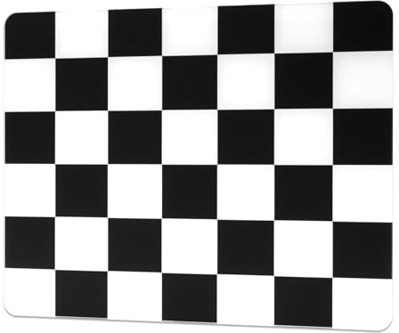 XVX Black & White Checkerboard Tempered Glass Gaming Mouse Pad, Large Hard Mouse Mat 410mm×310mm, Ultra-Smooth Glass Surface for Speed & Precision Control