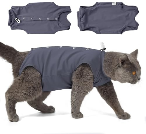 Dotoner Katzenbody Nach Op Katzen Body Für Katzen Operation Einteiler Katzenbekleidung E-Halsband Alternative Body Katze Nach Op mit druckknöpfen