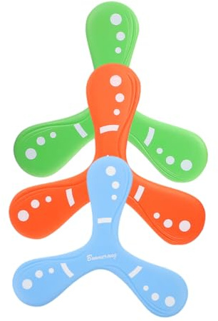 Veemoon Lot de 3 Boomerangs Garçon et Filles Épais Couleurs Bleu, Orange et Vert Volant Extérieur, Jeu de Loisirs Sportif pour Plein Air et Plage, Facile à Lancer pour Garçons et Filles