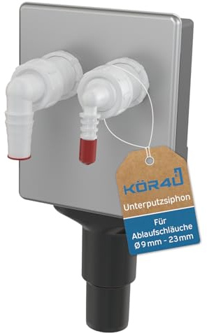 kör4u Waschmaschinensiphon APS6 Edelstahl DN40/50, für 2 Geräte nach EN 274