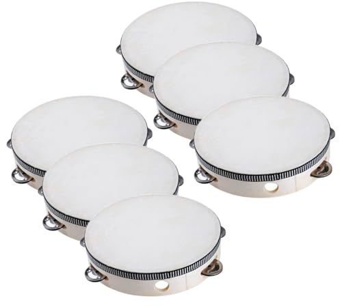 Church Tamburin Set - 6 Zoll Holz Handheld Percussion Drum, 6 Stück | Musikinstrument geeignet Party Kirche Tanz Yoga Meditation Schule Heimversammlungen