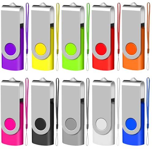 USB Sticks 2GB 10 Stück Speichersticks Drehbar Memory Stick 2 GB 10 Pack DatenSpeicherung Pen Drive Mehrfarbige Flash Laufwerk