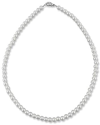 Rivelle Damen Perlenkette 38 cm Perle 5 mm weiß Kette Perlen Collier Halsschmuck Geschenk-Box Modeschmuck