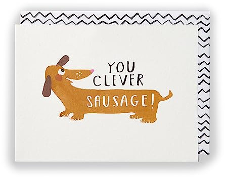 Kindred | You Clever Sausage Karte | Wursthund Design | Mit Umschlag | Glückwunschkarte Congratulations/Proud of You, 123 x 163 mm