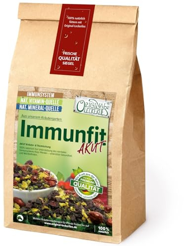 ORIGINAL LECKERLIES Immunfit-Kräutermix, 500g Pferdekräuter, Kräuter für Pferde, Pferdefutter, Futterergänzung, Naturprodukt zur Unterstützung des normalen Immunsystems, der Gesundheit, Wohlbefinden