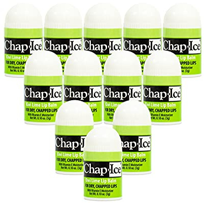 Chap-Ice® | 12-Count Mini Kiwi Lime Lip Balm | Lip Balm Pack Fortified with Vitamin E for Dry, Cracked Lips | Made in USA