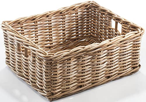 Kobolo Rattankorb Regalkorb Aufbewahrung - eckig - Rattan - Kubu grau - groß - 52x40x20 cm