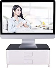 Escritorio del Ordenador Portátil De Pantalla Vertical De Sobremesa Soportes Incorporado En Cajones De Almacenamiento For Macbook, TV, PC, Ordenador Portátil, Blanca (Size : Double Layer)