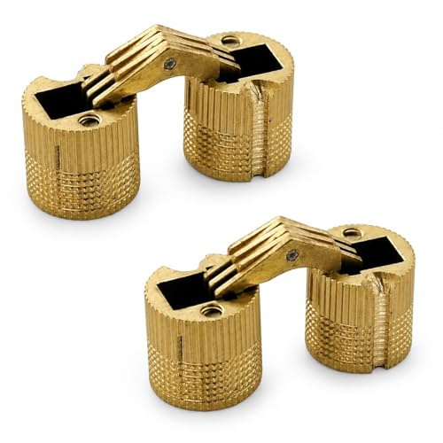 Set: 2 Stück UMAXO Einbohrscharnier unsichtbar. Zylinderscharnier Möbelscharnier Einbohrband Möbelband (Ø18 mm (für Holz-Dicke 24-32 mm))