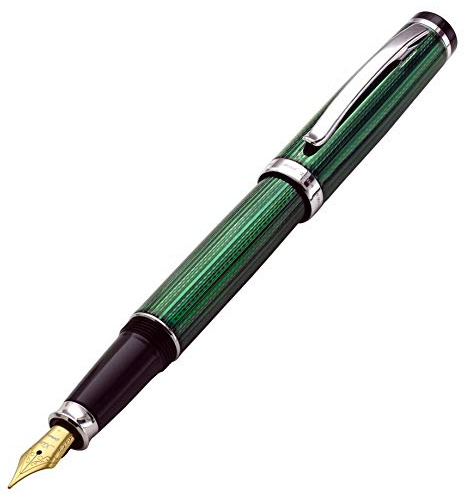 Xezo Incognito stylo plume, plume moyenne. Laqué vert forêt avec placage en platine pur. Fait main et gravé en guilloché. Édition limitée, numérotée