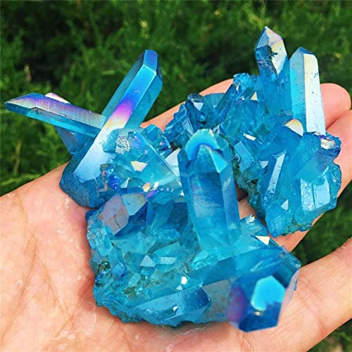 TYUTYU Pantalla de racimo de Cristal de Cuarzo Azul de la Llama Azul. (Color : 40g 50g, Size : 1pcs)