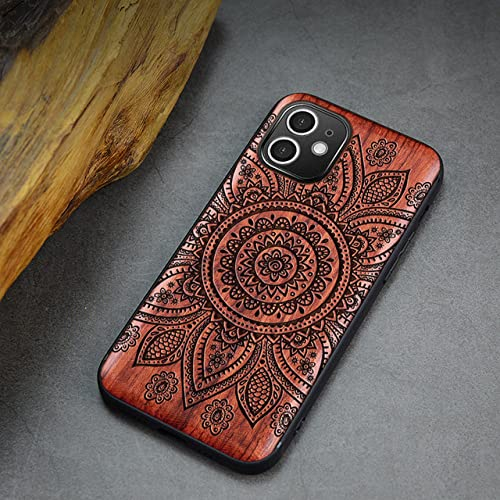 Coque en Bois pour iPhone XR 11 12 Pro Mini 7 8 Plus X XS Max SE 2020 Coque de téléphone Couverture en Bois de Luxe Coque Accessoire en Silicone, Fleur de Chiba (A116), pour iphone SE 2020