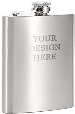 Muka Petaca personalizada de acero inoxidable de 8 oz para licor para hombres, grabado con láser, plata