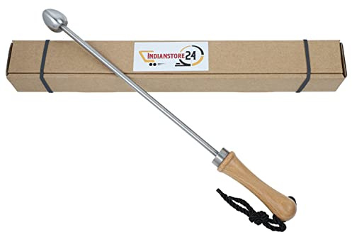 Bierstachel Beerspike Beer Caranelizer Bierkaramellisator Bierwärmer Echte Holz Griff, 100% Lebensmittel geeignete und rostfreiem Edelstahlkugel (general oval shape)