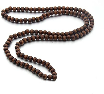 COLORFUL BLING 8MM Natural Wood Bead Necklace Africa Wooden Chain Statement Unisex Chunky Strand Necklaces Hip Hop Jewelry-dark