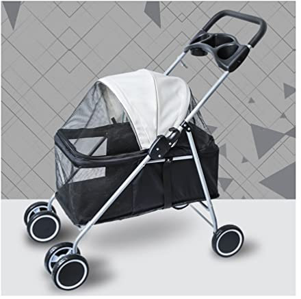 Hundewagen Hundebuggy Haustier-Kinderwagen Für Katzen Und Hunde – Tragbarer Kleiner Und Mittlerer Haustier-Jogging-Kinderwagen – Leichtes Haustier-Reisesystem (Color : Beige+Black)