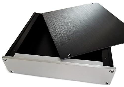 Aurorad 210 x 190 x 53 mm Aluminiumgehäuse für DIY Custom Audio passive Vorverstärker Lautstärkeregler Box (Größe: Silber)