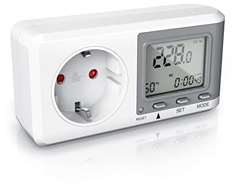 CSL - Stromzähler für Steckdose, Energiekostenmessgerät, Strommessgerät mit erhöhtem Berührungsschutz, Stromverbrauchsmesser 3680W, Energiemessgerät