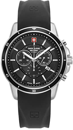 swiss alpine military Herren Uhr Chronograph Analog Quarz 7089.9 Silikon