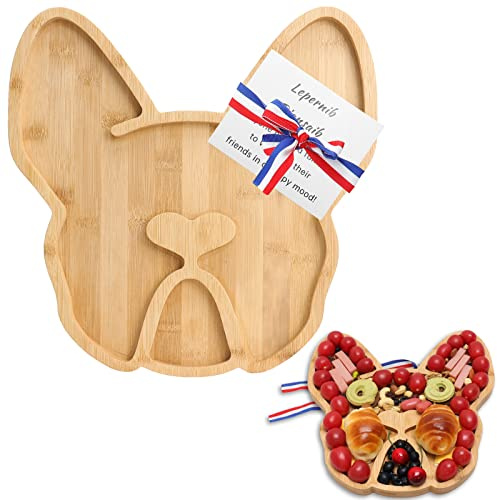 A AIFAMY Tabla de quesos de bulldog francés, 12 pulgadas, tablas de charcutería francesa, extra grande, de bambú, divertida, bandeja de aperitivo, regalo para perro, para inauguración de la casa