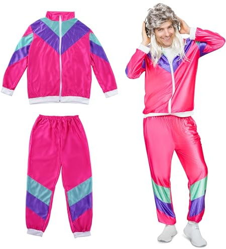 Festicy disfraz años 80 unisex XL I Disfraz pareja adultos, chandal retro I Perfecto para disfraces 2024, y fiestas temáticas I chandal retro años 80 hombre y mujer idóneo para Carnaval 2024