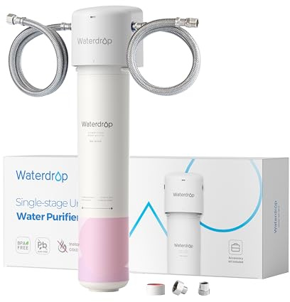Waterdrop BFU1 Untertisch-Wasserfilter zur Gesichtspflege, Weiches Wasser | Senkt den TDS-Wert, Reduziert 99,9 % der Bakterien am Badezimmer-Wasserhahn, Lindert Hautrötungen und Hautreizungen