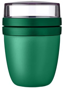 Mepal Müslibecher to go, Klein, praktischer Joghurtbecher to go - Unterteilung für Joghurt & Müsli - Geeignet für Gefrierschrank, Mikrowelle & Spülmaschine - 300 ml + 120 ml - Vivin Green
