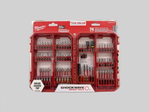 Milwaukee Schlagschrauber-Bit-Set, kundenspezifischer legierter Stahl, optimiert für Haltbarkeit und Produktivität, 74-teiliges Set