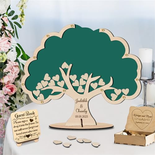 Personalisiertes Baum des Lebens Hochzeit Gästebuch Baum Hochzeit Gästebuch Alternative mit 30-100 Holzherzen für Gästebuch Schild Baum Gästebuch Hochzeit Rezeption