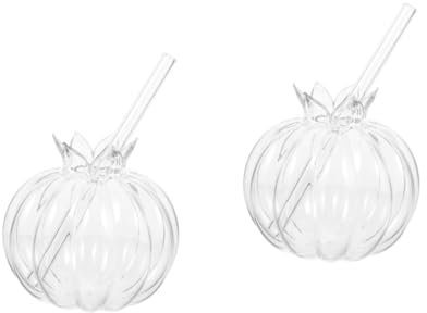 Garneck 2sets Unique Pomegranate Shape Cocktail Glass Straw Party Wine Glass for Dinner Bar Home Decor