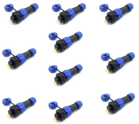 10 connettori per aeronautica SP13 2 poli, IP68 maschio e femmina femmina cavo connettore 2 pin montaggio sul dado posteriore 250 V 10 A