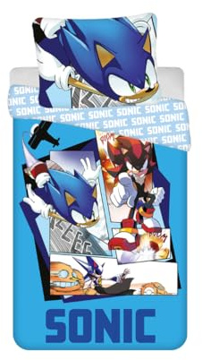 My sweety pop - Barnsängkläder - Sonic - 2 delar - barn - påslakan - vändbar - 140 x 200 - örngott - 70 x 90 cm sängkläder - 100 % bomull - blå - pojke