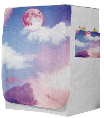 Highdi 3D Housse de Protection pour Machine à Laver, Chargement Frontal Housse à La Poussière avec Ouverture Frontale (Capacité S 6~7,5kg,Nuage 13)