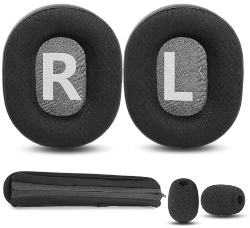 Khan Pro Ohrpolster und Kopfbügelpolster für Roccat Khan Pro/Khan Aimo 7.1 Headset Ersatz-Ohrpolster mit Strapazierfähiger Stoff und Memory-Schaum