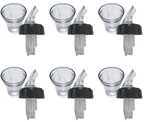 Chabrias Ltd Premium 4 in 1 Speed Pourer + 25ml Jigger Thimble Measure + Shot Glass + Dust Cap UK Made - Hygienic & Leak-Proof (6 Pack)