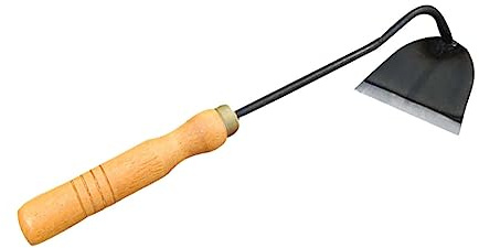 Parliky Binette De Jardin à Manche Bois Houe Légère Acier Intégral Outil Portable pour Plantation Désherbage Polyvalent Et Ameublissement du Sol Adapté Jardin Maison Et Extérieurs