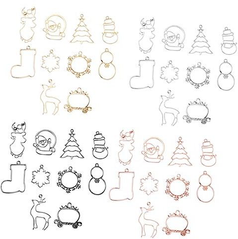 OHPHCALL 40stücke Teiliges Hohler Weihnachtsrahmen Anhänger Diy Schmuckformen in Farben Vielseitige Epoxidharz Silikonformen Für Halskette Armband Ohrringe Schlüsselanhänger Und Bastelgesch