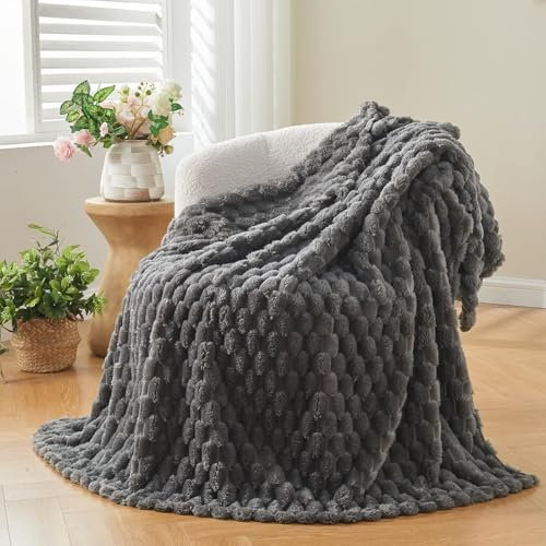 Wajade Couverture en Fausse Cachemire Fourrure en Peluche,Gray Plaid Polaire, Couverture Polaire Fourrure Haute Qualité,Plaid Canape 160x200cm
