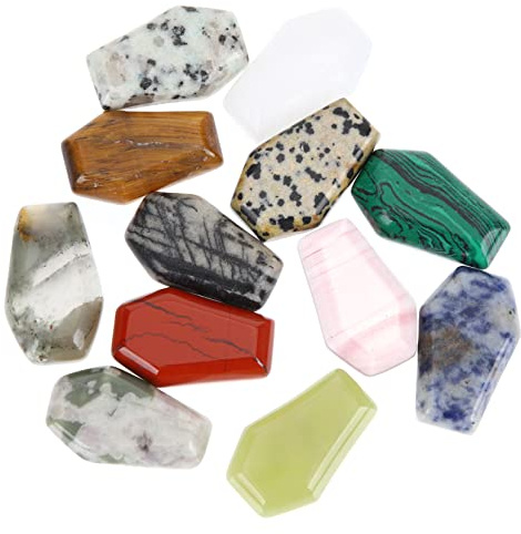 FRCOLOR 12piezas Colgante De Ataúd Cristal Natural Piedra De Cristal Para Joyería Decoración De Mesa De Piedras Terapéuticas