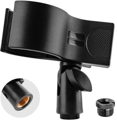 BILIONE Mikrofonhalter, großer Mikrofon-Zubehörclip für Ständer, passend für die meisten Kondensator- und Funkmikrofone mit Außendurchmesser von 3,2 cm von 5,8 cm, mit einem 1,6 cm auf 0,95 cm