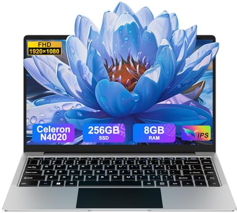 bvate PC Portatile 14 Pollici Computer Portatile 8GB RAM 256GB SSD RPM 600 Notebook Celeron Fino a 2.8Ghz Laptop Win 11 con Mouse Wireless & Adesivi per Tastiera Italiana-Sliver