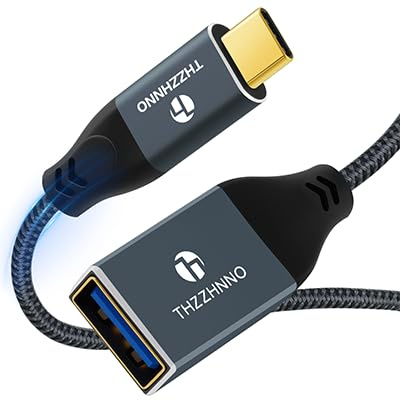 Thzzhnno USB C auf A Weibliche 3.0 Kable 0.5M,5Gbps USBC Stecker auf USBA Buchse OTG Kabel für Laptops, Tablets