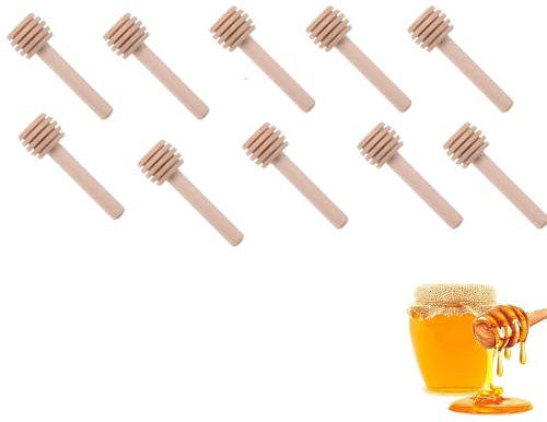 Wooden Honey Dippers –10pcs Cherry Wood Honey Spoons - 8cm Wooden Honey Mixing Stirrer - Mini Honey Dipper Sticks Honey Spoon,Wooden Honey Drizzler Dippers - Mixing Stirrer Honey Dipper Sticks
