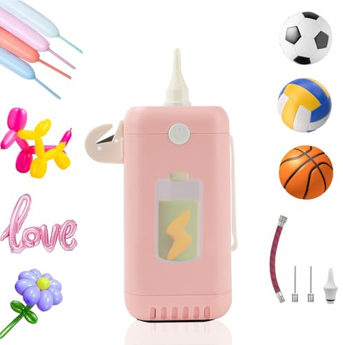 PlusFive Pompe électrique sans fil 1800 mAh rechargeable pour ballons en aluminium et longs - Pompe à ballon électrique alimentée par batterie (15 psi) pour ballon de sport - Pompe à ballon portable