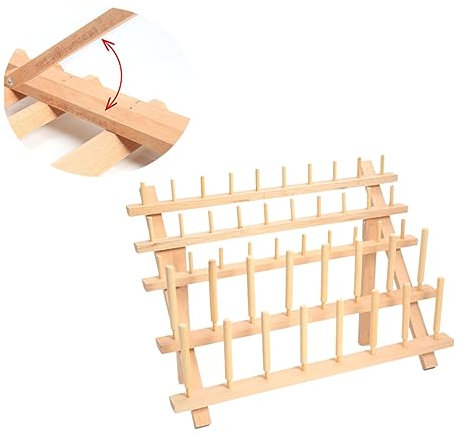 Porte-bobines de Fil en Bois Khaki pour Broderie et Artisanat