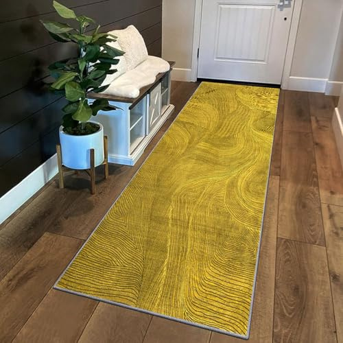 Siunwdiy Teppichläufer rutschfest,Flurteppich，Küchenteppich Waschbar 50x180cm Flurläufer Extra Langer Gelb Einfarbiger Küchenläufer für Küche, Korridor, Schlafzimmer, Eingang, Büro