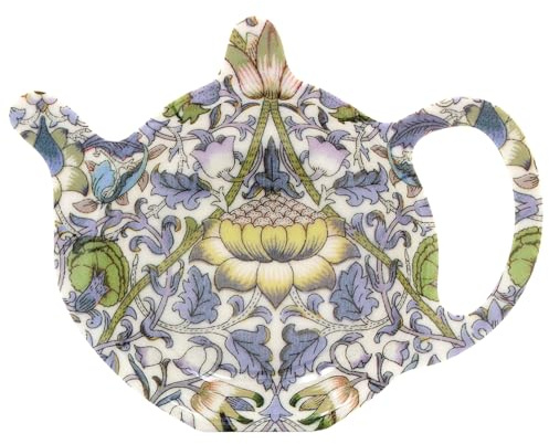 The Leonardo Collection Lodden Teabag Tidy by William Morris | Porcelain Tea Bag Holder Dish | Classic Arts and Crafts Floral Design | Elegant Kitchen Accessory | British Heritage Gift for Tea Lovers