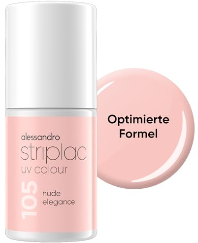 alessandro Striplac Peel-Off UV Gel Nagellack, Nude Elegance, 6,5ml | Hochpigmentierter UV Gel Nagellack, bis zu 15 Tage Halt, kratzfest, acetonfrei & abziehbar, HEMA-frei & vegan